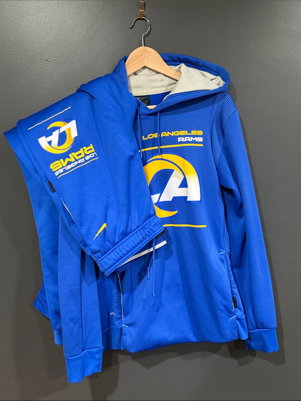 NFL Los Angeles Rams Royal Blue & Yellow Hoodie and Joggers Set team issued M